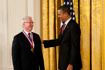 President Obama awarding Jan Vilcek his National Medal for Technology and Innovation.