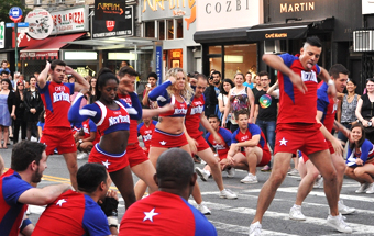 Cheer New York performing on the streets of NYC.