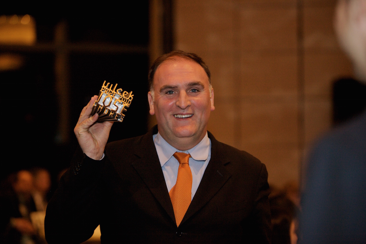 Jose Andres Holding the 2010 Vilcek Prize