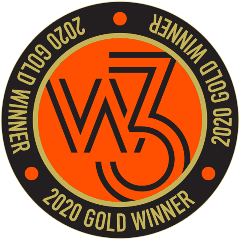 The W3 Gold Award logo in orange and black.